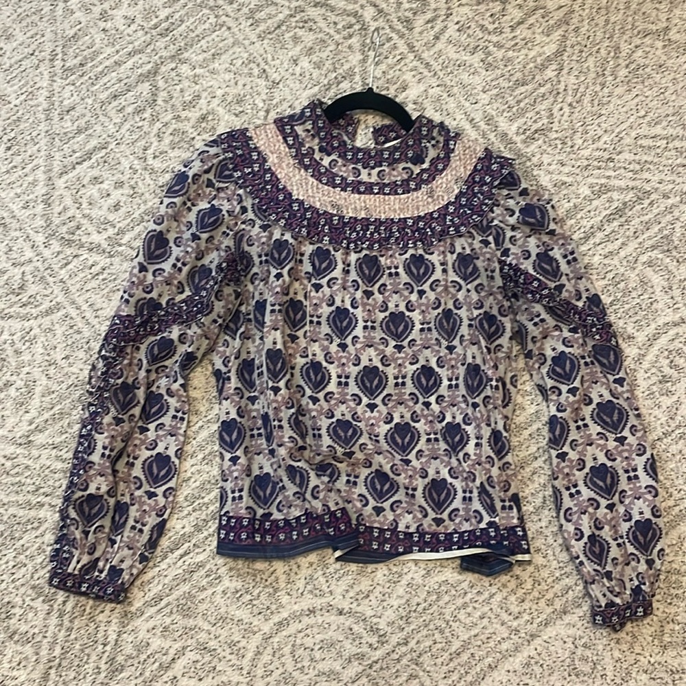 Sea New York purple and white print Brigitte blouse size M